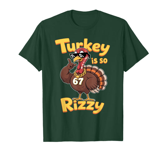 Funny 67 Thanksgiving Turkey is So Rizzy Six Seven Chain T-Shirt