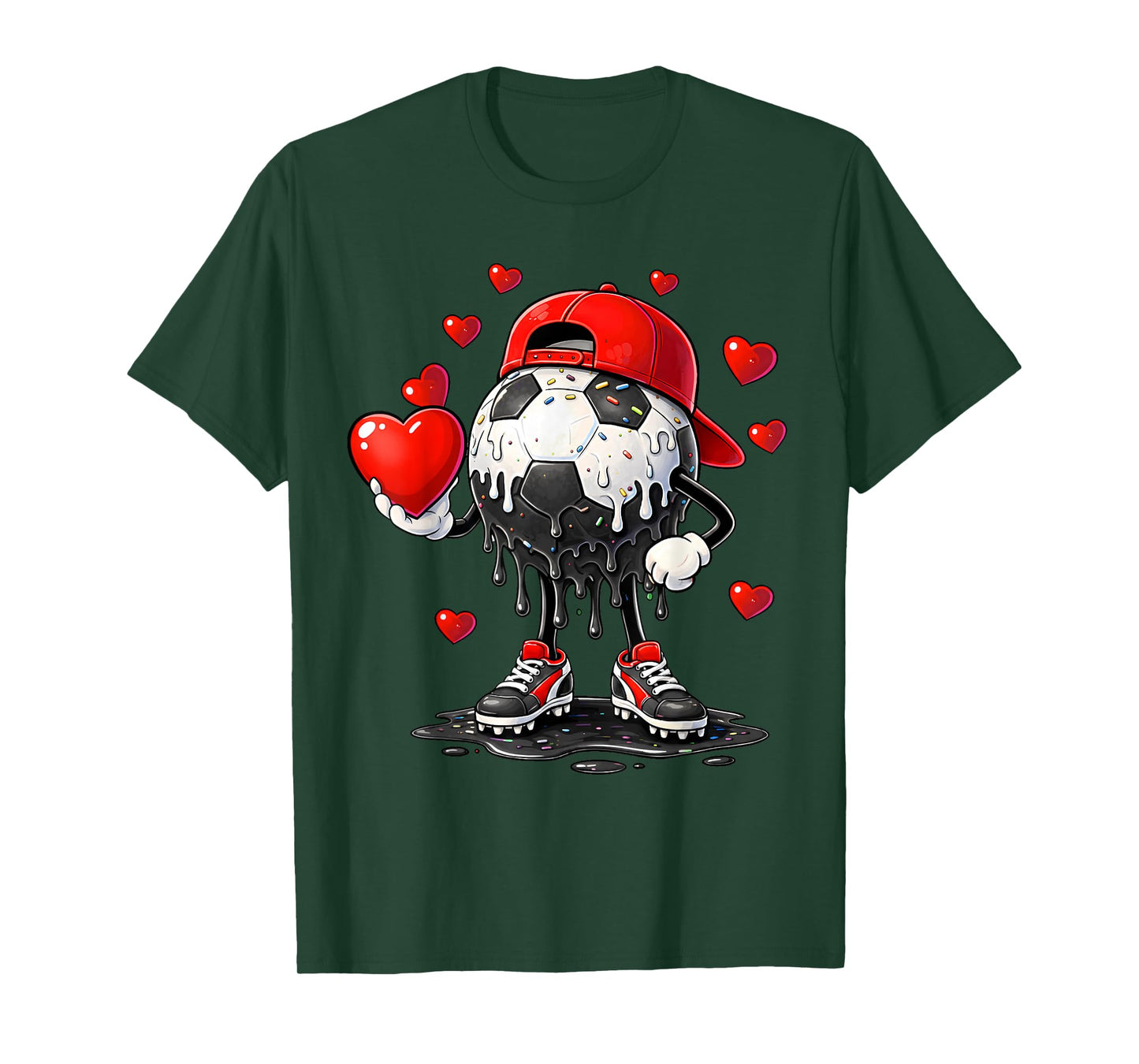 Valentine Soccer Heart Drip Sport Love Valentines Day Boys T-Shirt