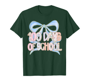 Happy 100 Days of School Student Teacher Coquette Bow Retro T-Shirt