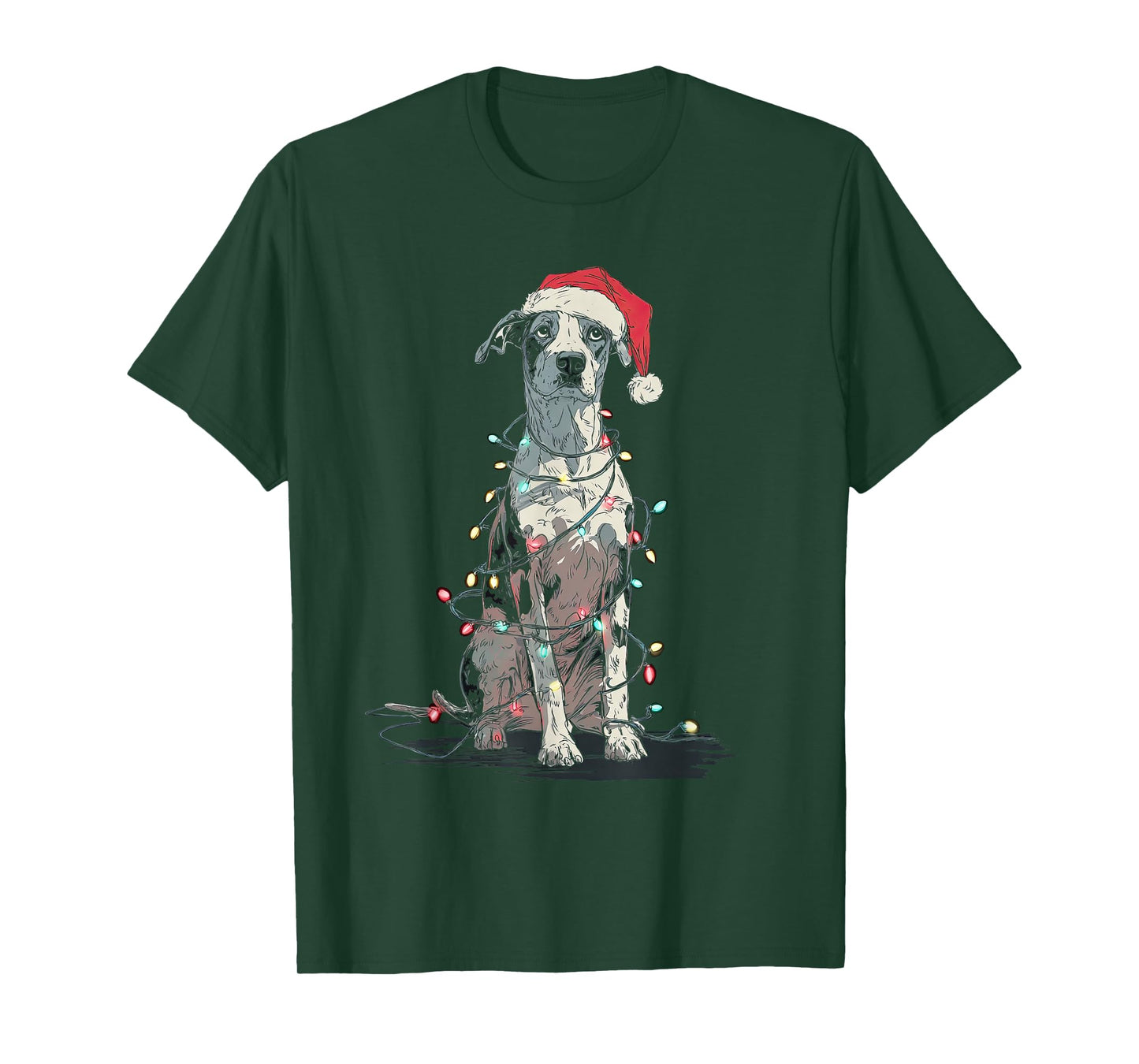 Funny Catahoula Leopard Dog Christmas Graphics Lights Lover T-Shirt