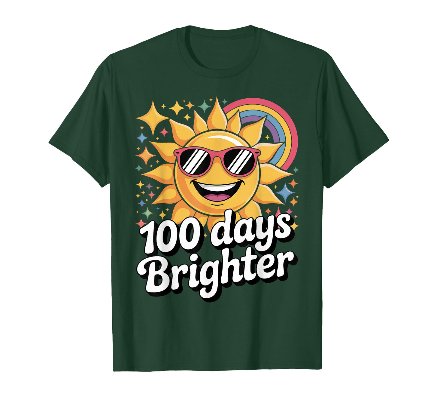 100 Days Brighter Cute Rainbow Sunshine School Design T-Shirt