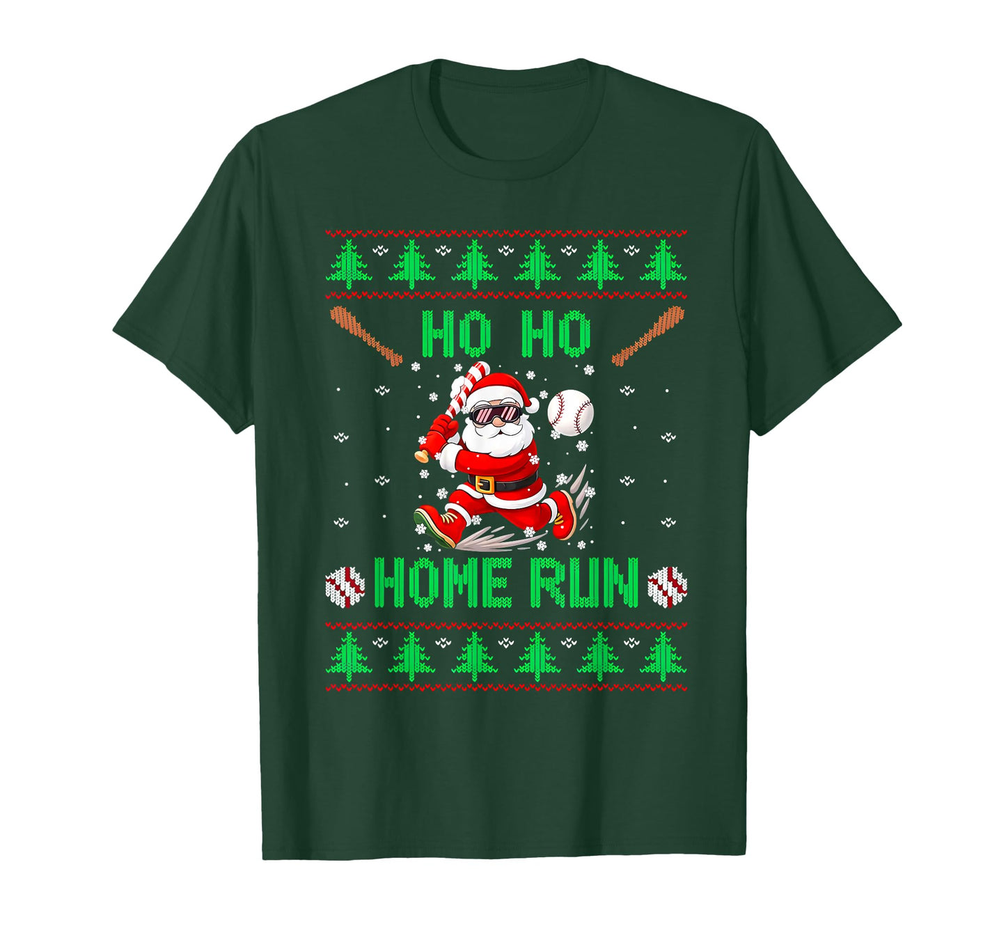 Ho Ho Home Run Baseball Christmas Santa Ugly Xmas Pajamas PJ T-Shirt