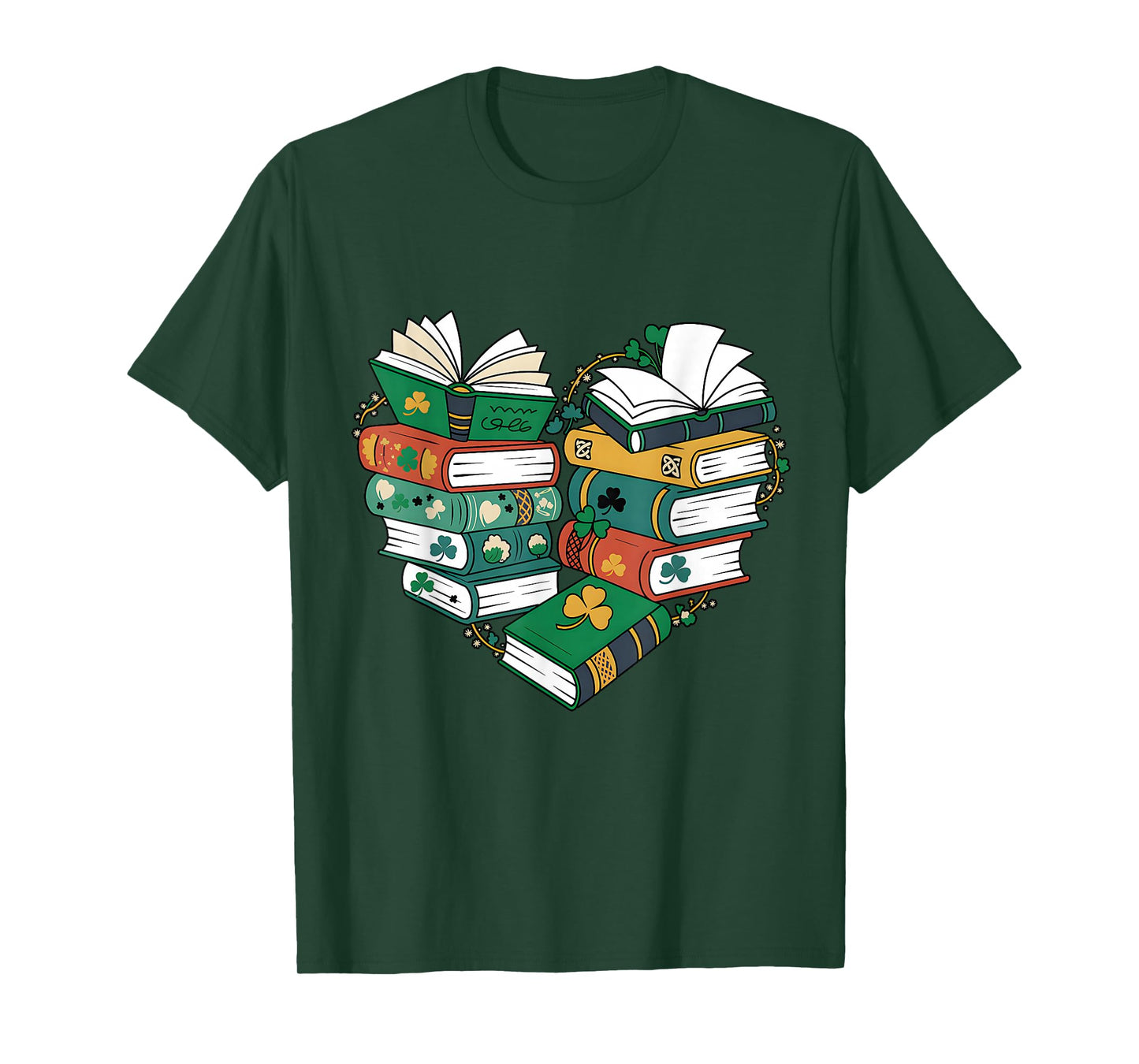 Book Lover Heart Shape Reading Librarian St Patrick Day T-Shirt