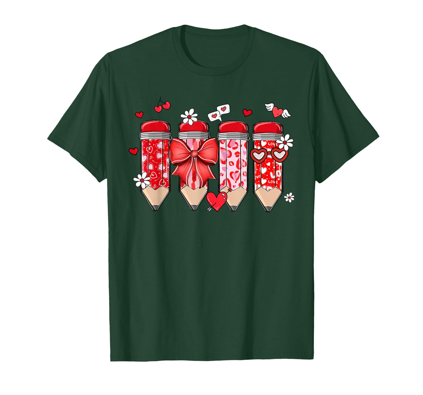 Teacher Valentine Coquette Bow Pencil Teacher Valentine Day T-Shirt