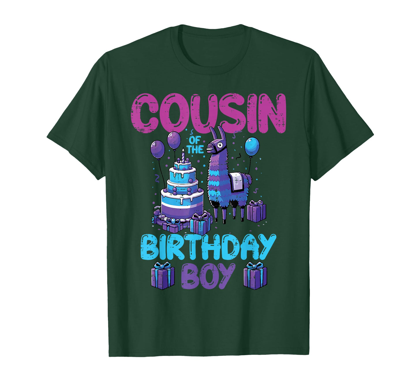 Cousin Birthday Boy Llama Pinata Bday Party Boys Girls Kid T-Shirt