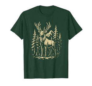 Majestic Red Deer Stag Hart Buck Rustic Wilderness Graphic T-Shirt