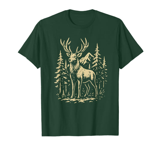 Majestic Red Deer Stag Hart Buck Rustic Wilderness Graphic T-Shirt