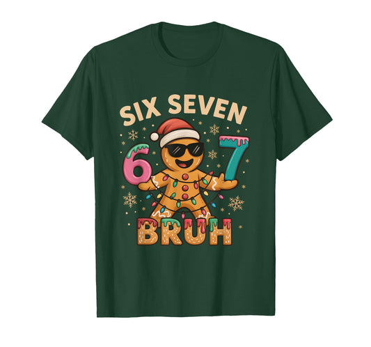 Bruh 67 Christmas Six Seven Gingerbreadman Boys 67 Christmas T-Shirt