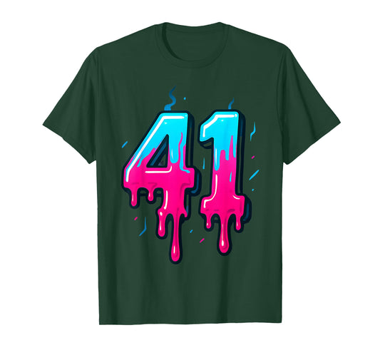 41 Ice Cream Drip Meme Forty One Four Gen Alpha Slang T-Shirt