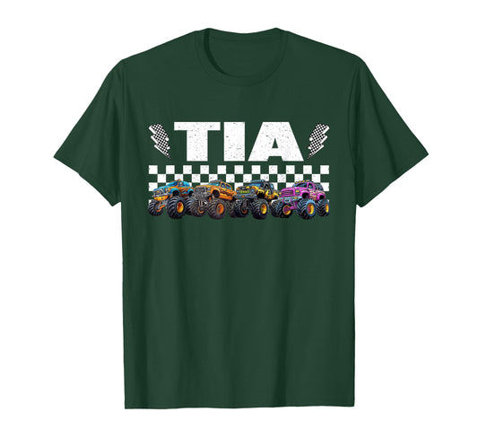Tia Retro Monster Truck Family Crew Birthday Matching T-Shirt