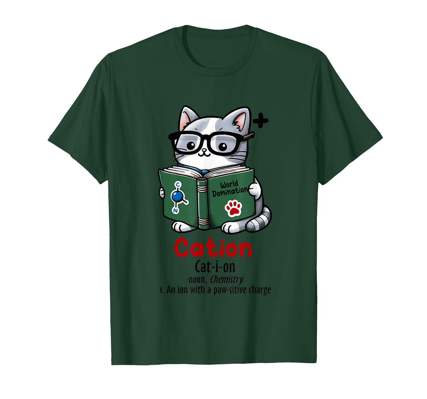 Cation Cat Nerd Chemistry Pun Design T-Shirt