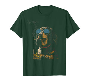 Dachshund Smoking Cigarette Whisky Lover Funny Wiener Dog T-Shirt