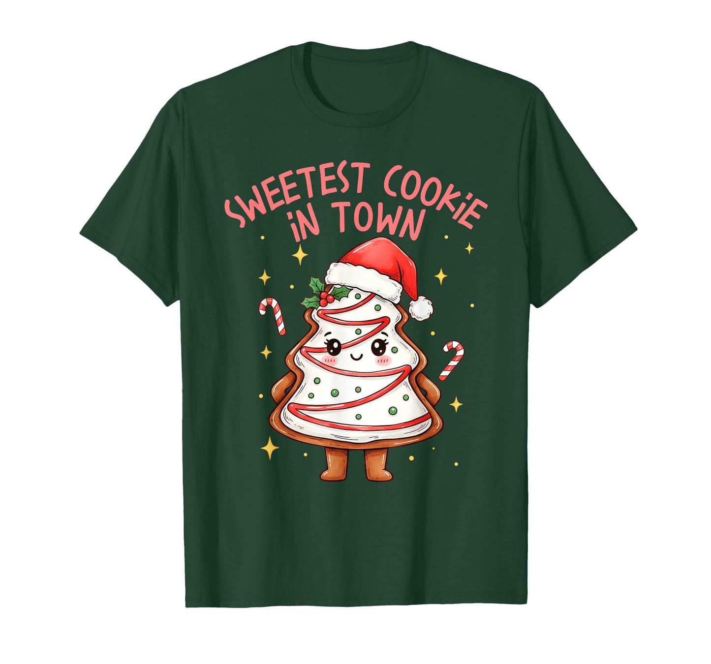 Girl Xmas Sweetest Cookie in Town Funny Christmas Tree Cakes T-Shirt