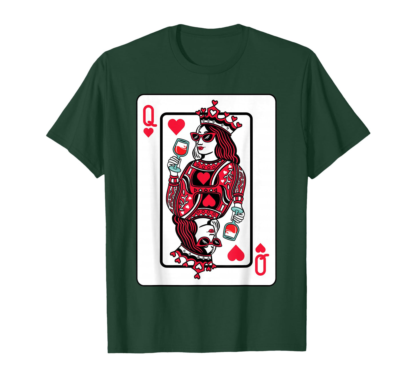 Queen of Hearts Wine Lover Valentine Funny Playing Cards T-Shirt