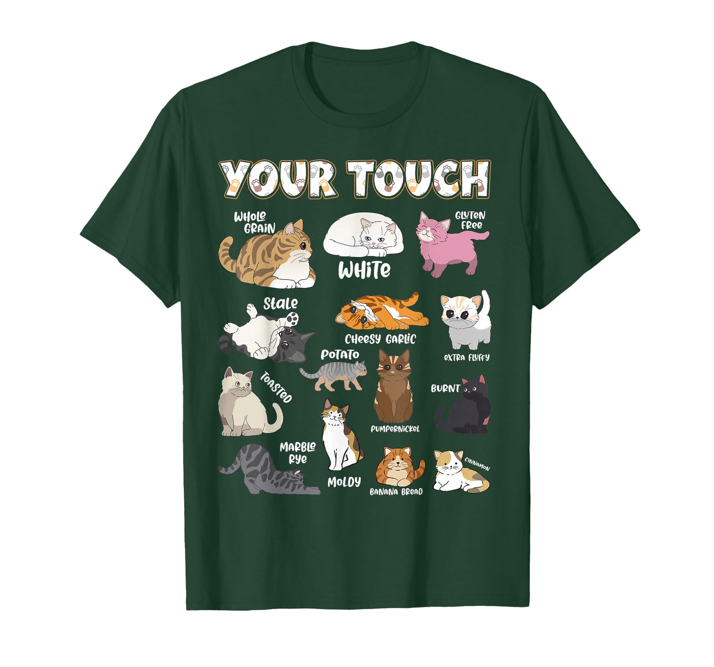 Bread Cats Variety Punny Cartoon Kitty Design T-Shirt