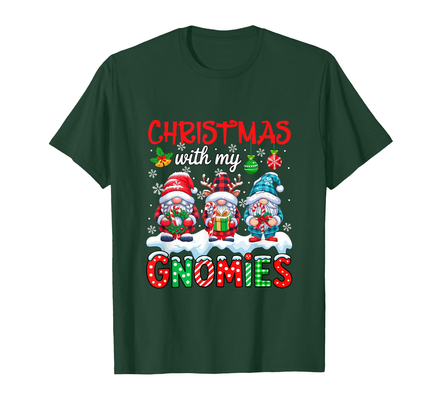 Christmas with My Gnomies Three Gnomes Candy Canes Xmas Box T-Shirt