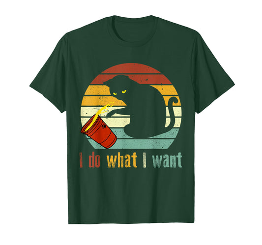 I Do What I Want Cat Coffee Black Cat Red Cup T-Shirt