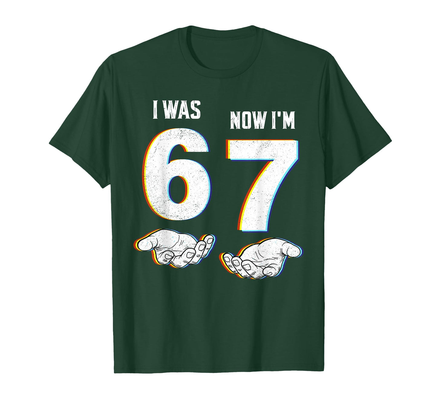 Six Seven Meme 7 Year Old Birthday Shirt was 6 Now I'm 7 T-Shirt