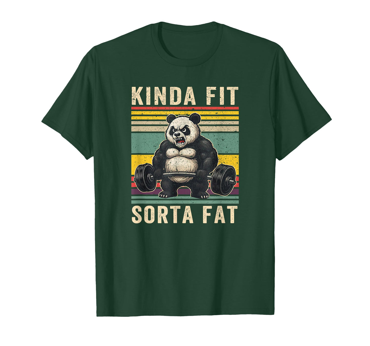 Kinda Fit Sorta Fat Funny Gym Panda Weightlifting Workout T-Shirt