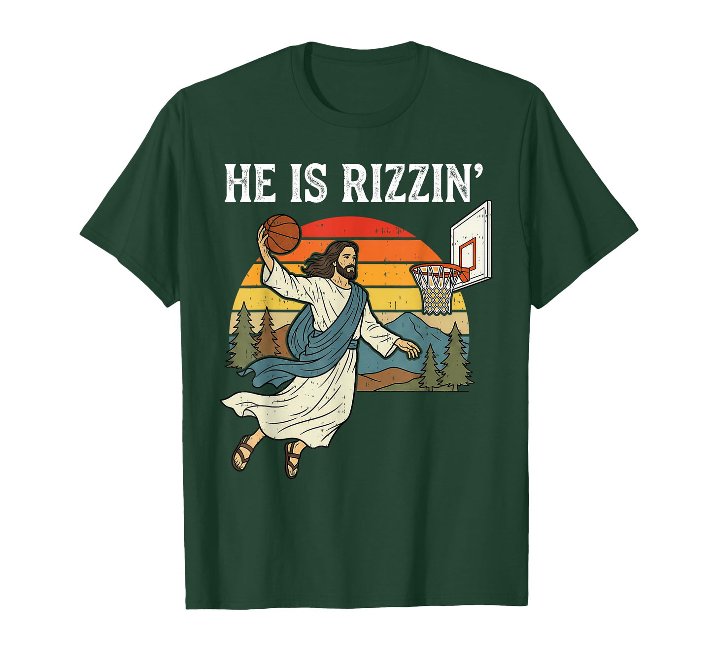 He is Risen Basketball Rizzin' Rizzen Easter Jesus Men Boys T-Shirt