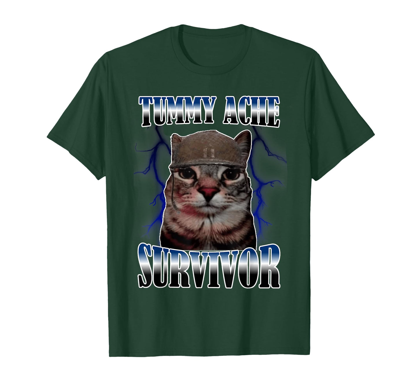 Funny Saying Cats Tummy Ache Survivor Cat Meme T-Shirt