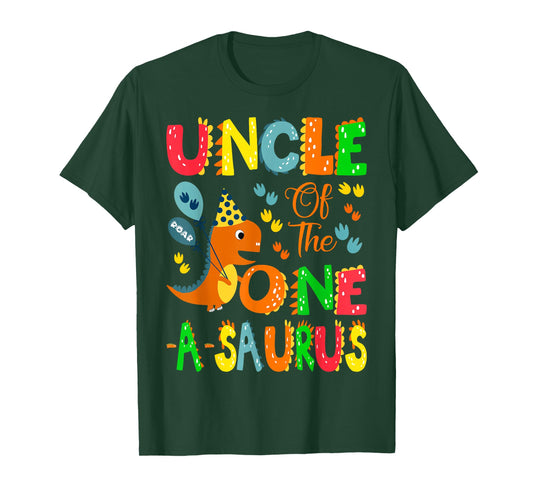Uncle of The One-A-Saurus 1st Birthday Boy Dinosaur Lover T-Shirt