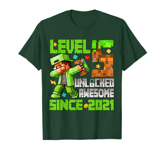 Level 5 Unlocked Awesome Since 2021 5th Birthday Game Boys T-Shirt