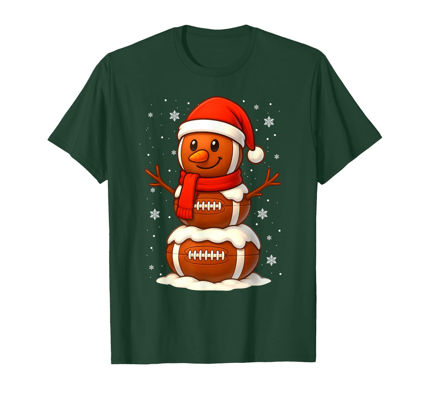 Merry Christmas Football Snowman Holiday Sports Xmas Pajamas T-Shirt