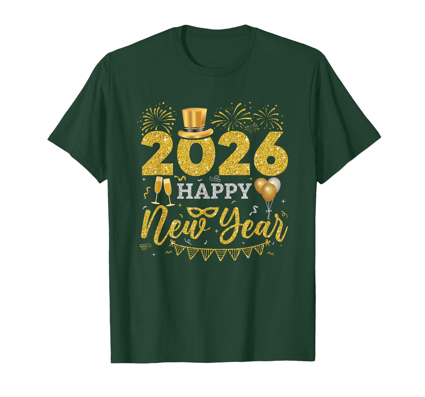 Happy New Year Party 2026 Ballon Family Matching Men Women T-Shirt