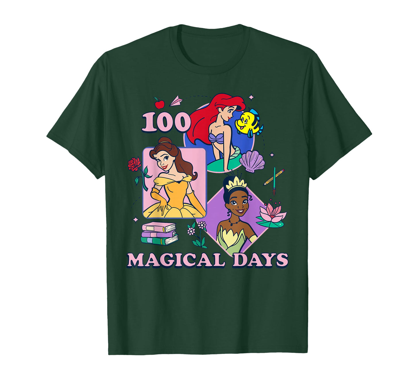 Disney Princess 100 Magical Days of School 100th Day T-Shirt