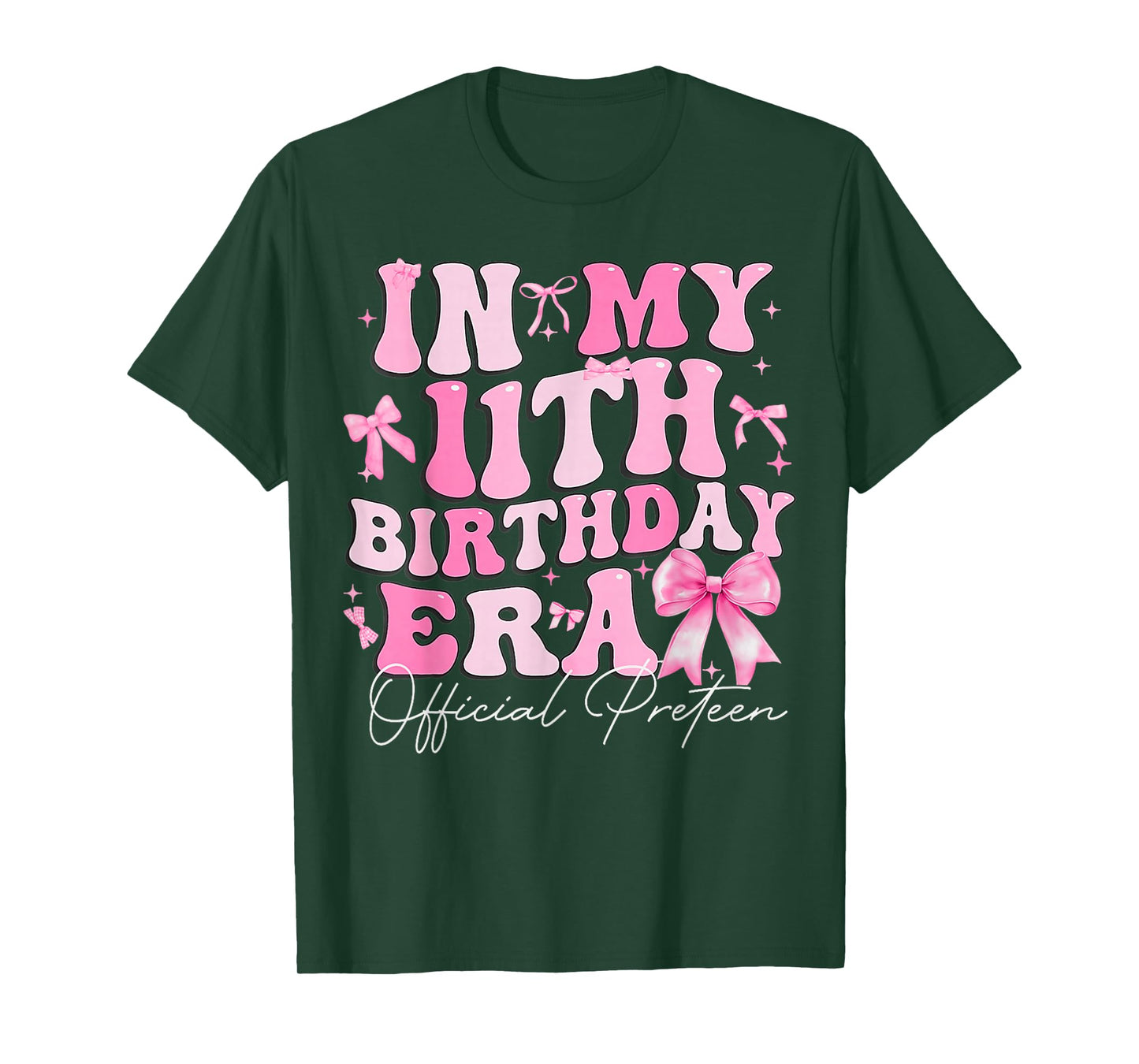 in My 11th Birthday Era Pink Coquette Bow Birthday Girl Kids T-Shirt