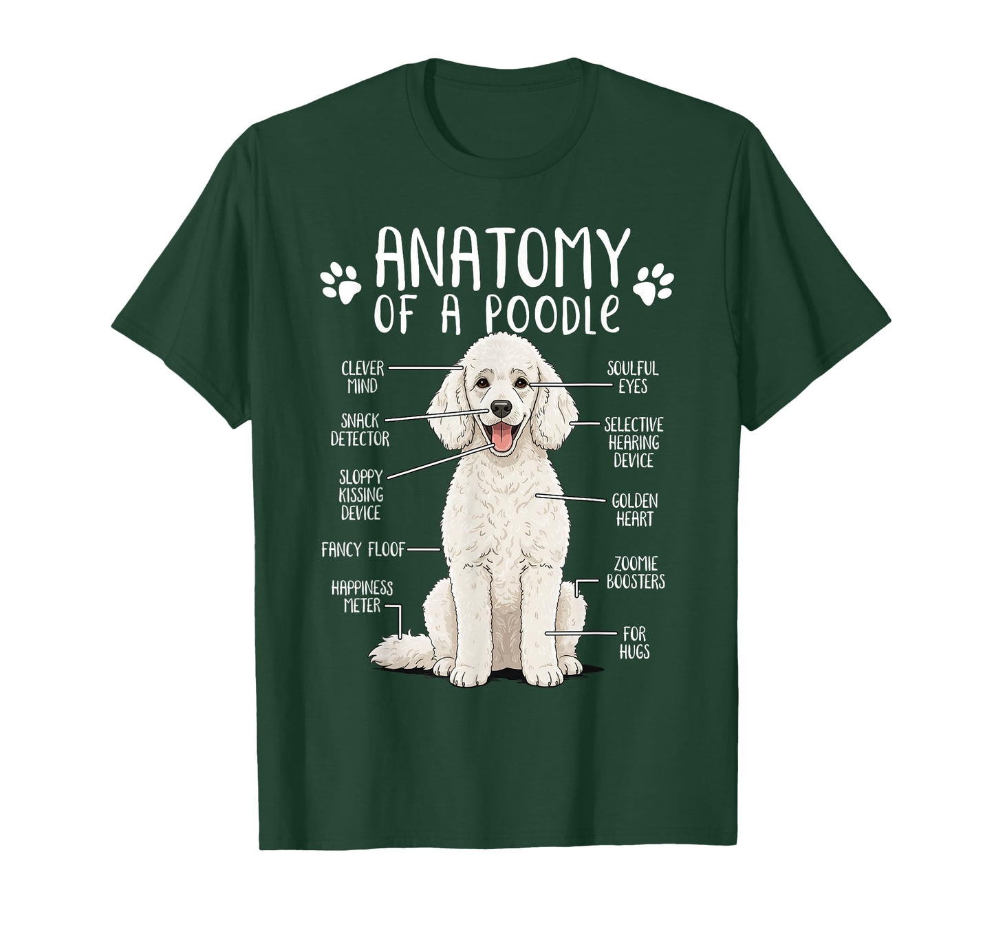 Funny Anatomy Poodle Dog Standard Poodle Owner White Poodle T-Shirt