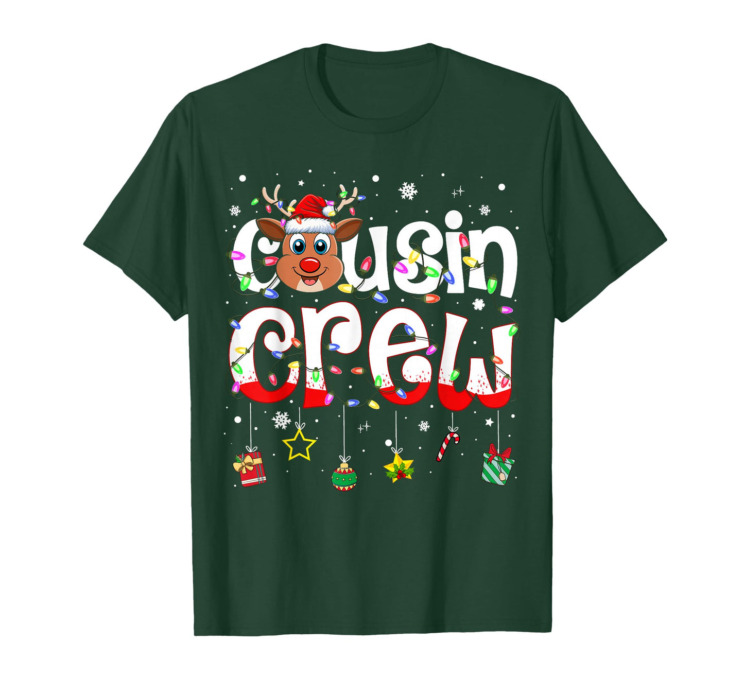 Christmas Cousin Crew Funny Reindeer Matching Pajama Xmas T-Shirt