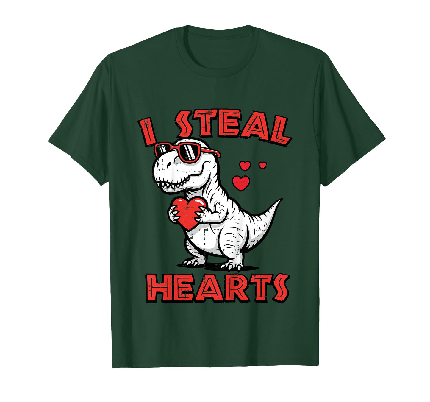Kids Valentines Day I Steal Hearts Dino Trex Toddler Boys Kids T-Shirt