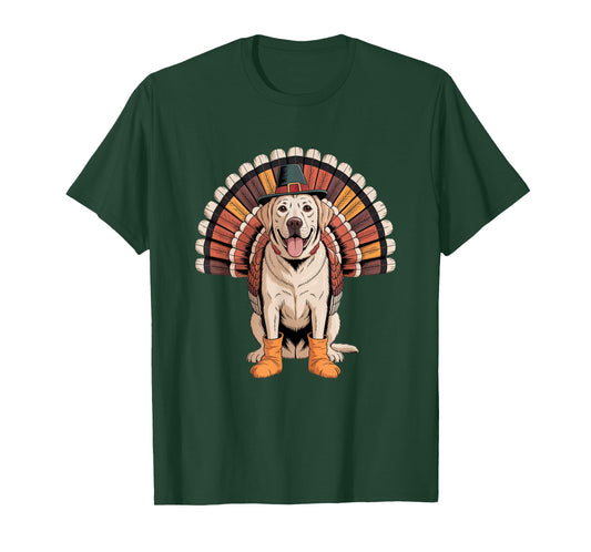 Funny Labrador Retriever Dog Turkey Thanksgiving Art T-Shirt