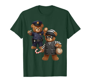 Christmas Teddy Bear Police and Robber T-Shirt