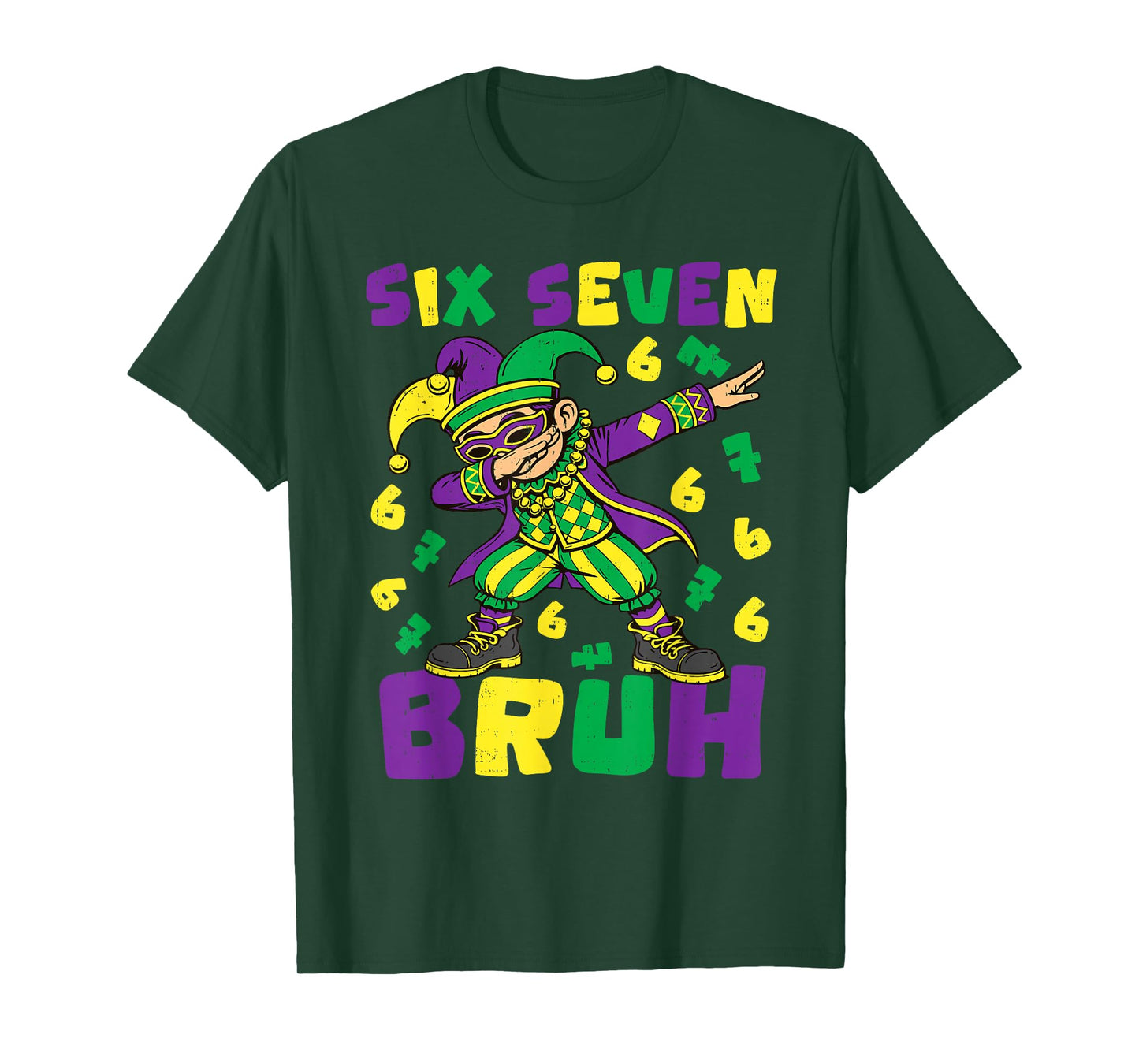 Mardi Gras Carnival Six Seven Bruh Dabbing 6 7 Meme Boys Kid T-Shirt