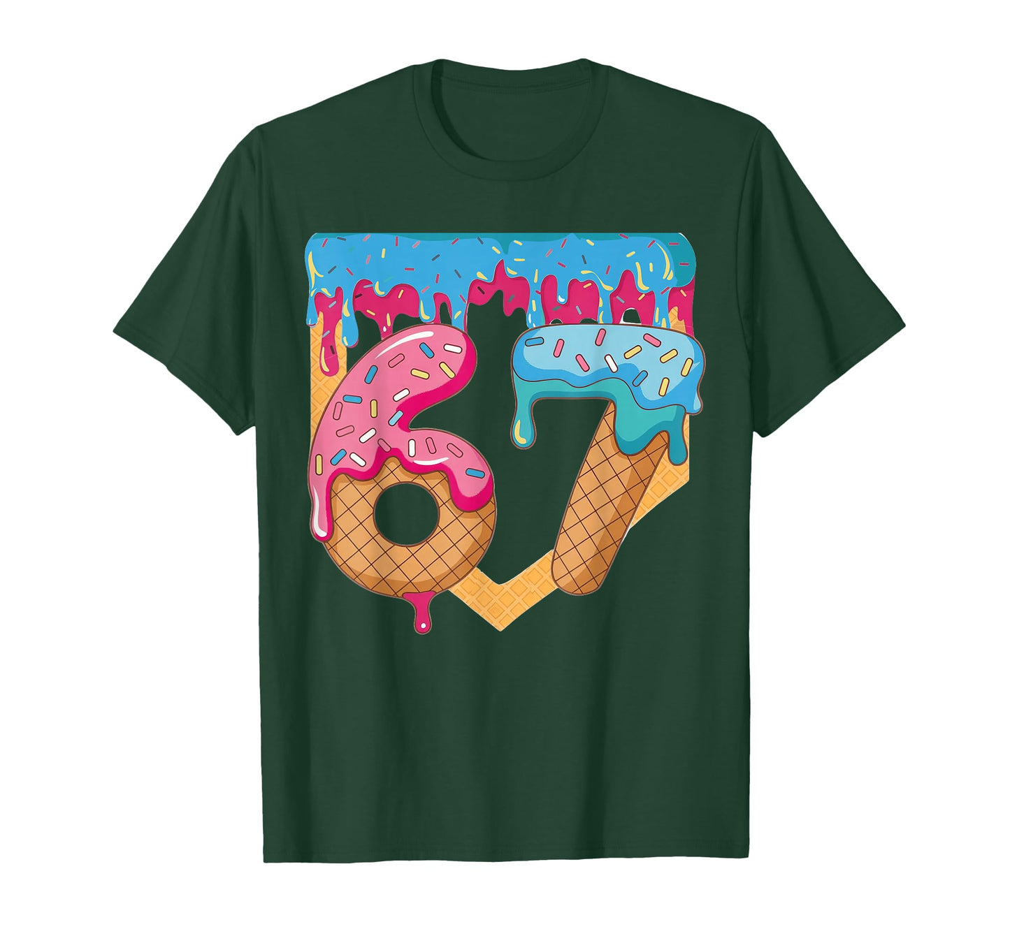 67 Ice Cream Drip Meme Six Seven Gen Alpha Slang T-Shirt