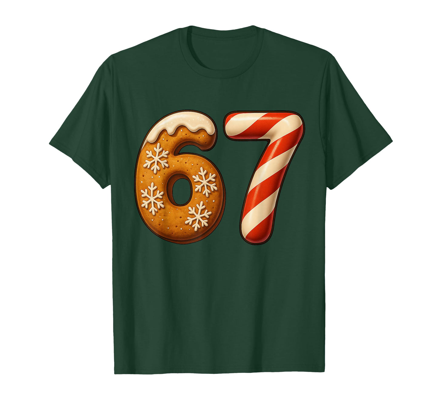 67 Six Seven 6-7 Gingerbread Candy Cane Christmas Kids Meme T-Shirt