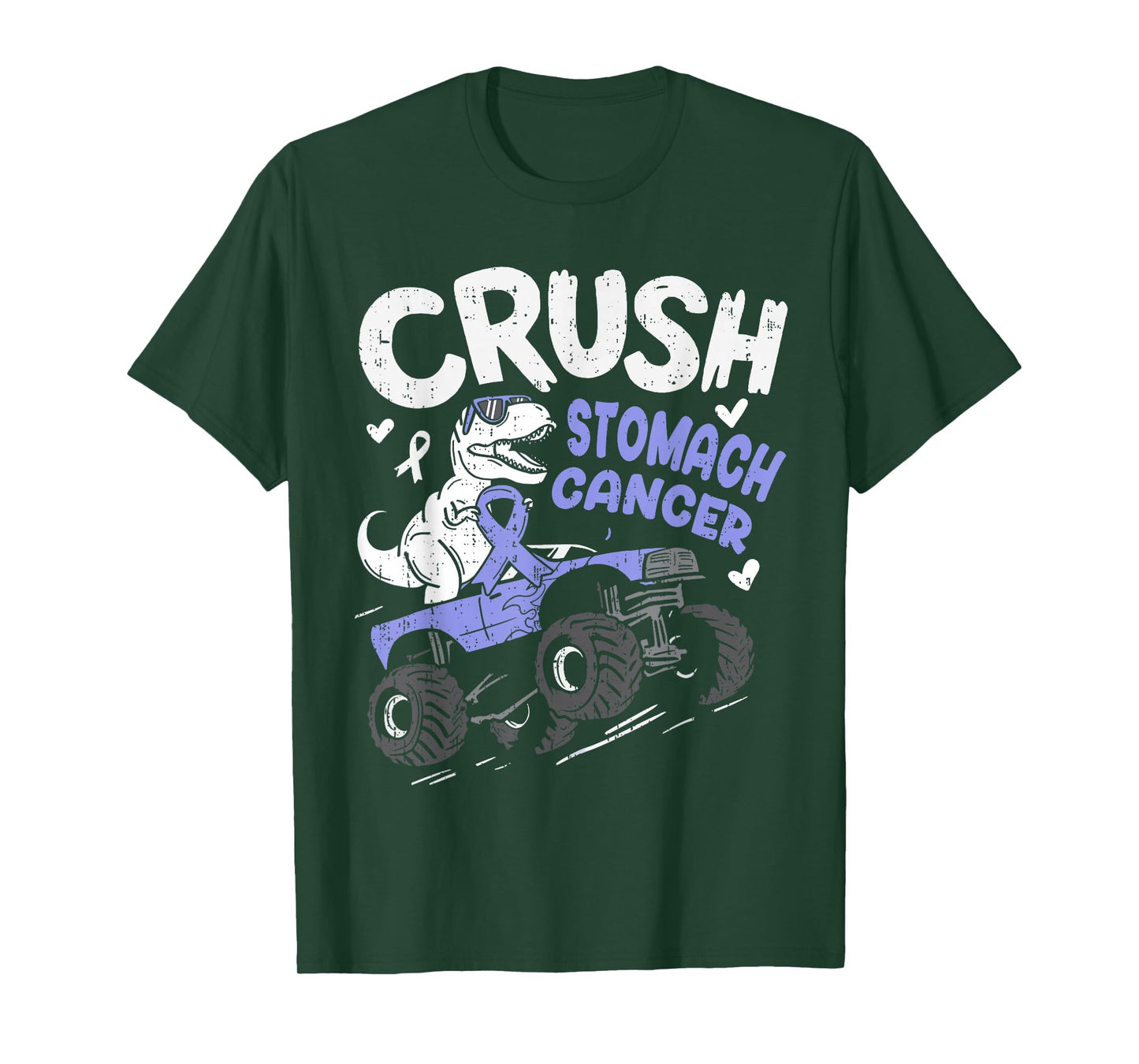 Crush Stomach Cancer Awareness Dino Ribbon Periwinkle Blue T-Shirt