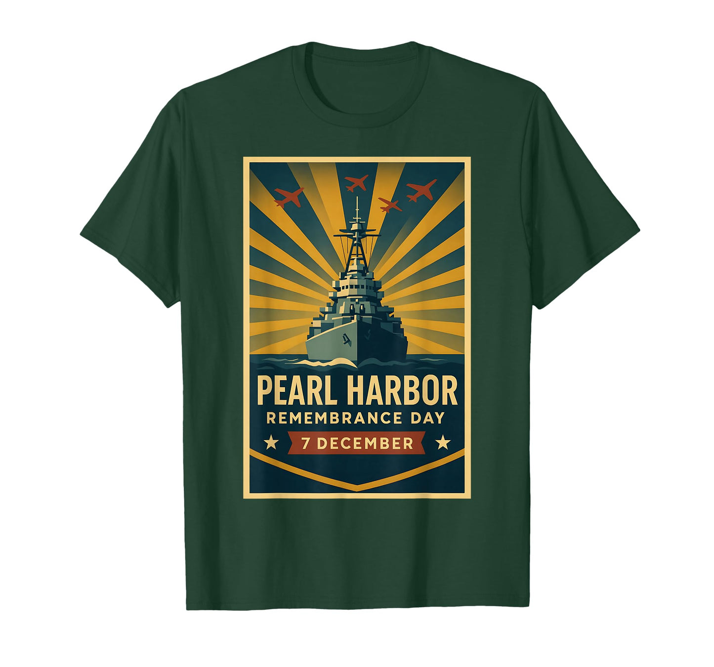 Pearl Harbor Remembrance Day Retro Naval Memorial Artwork T-Shirt