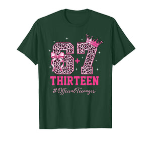 67 Meme 13th Birthday Girl Leopard Pink Bow Cute Teen Girls T-Shirt