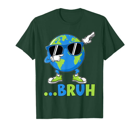 Bruh Vintage Dabbing Planet Earth Day Men Boy Kid T-Shirt