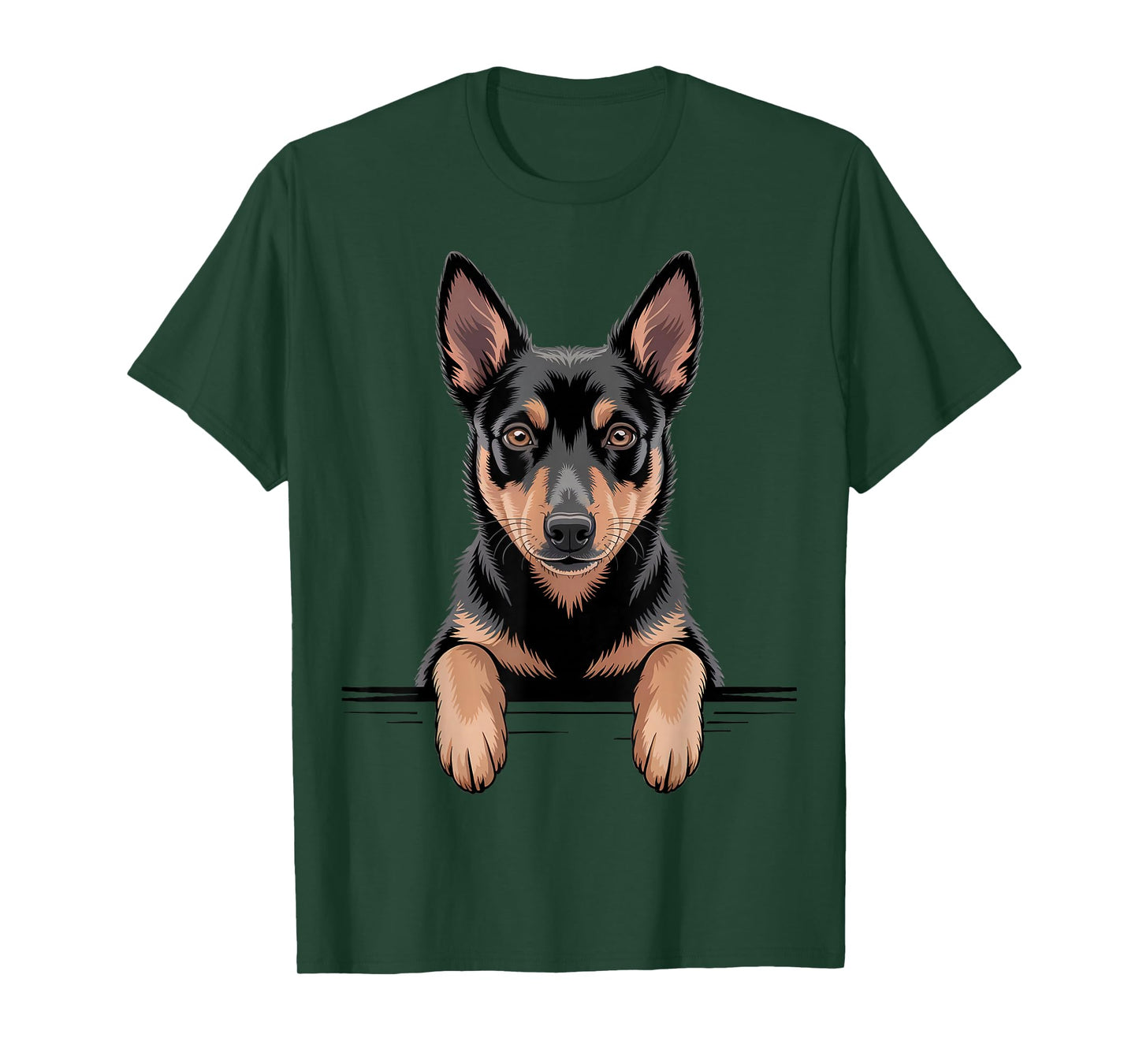 Australian Kelpie Funny Peeking Pocket Puppy Dog Lover T-Shirt