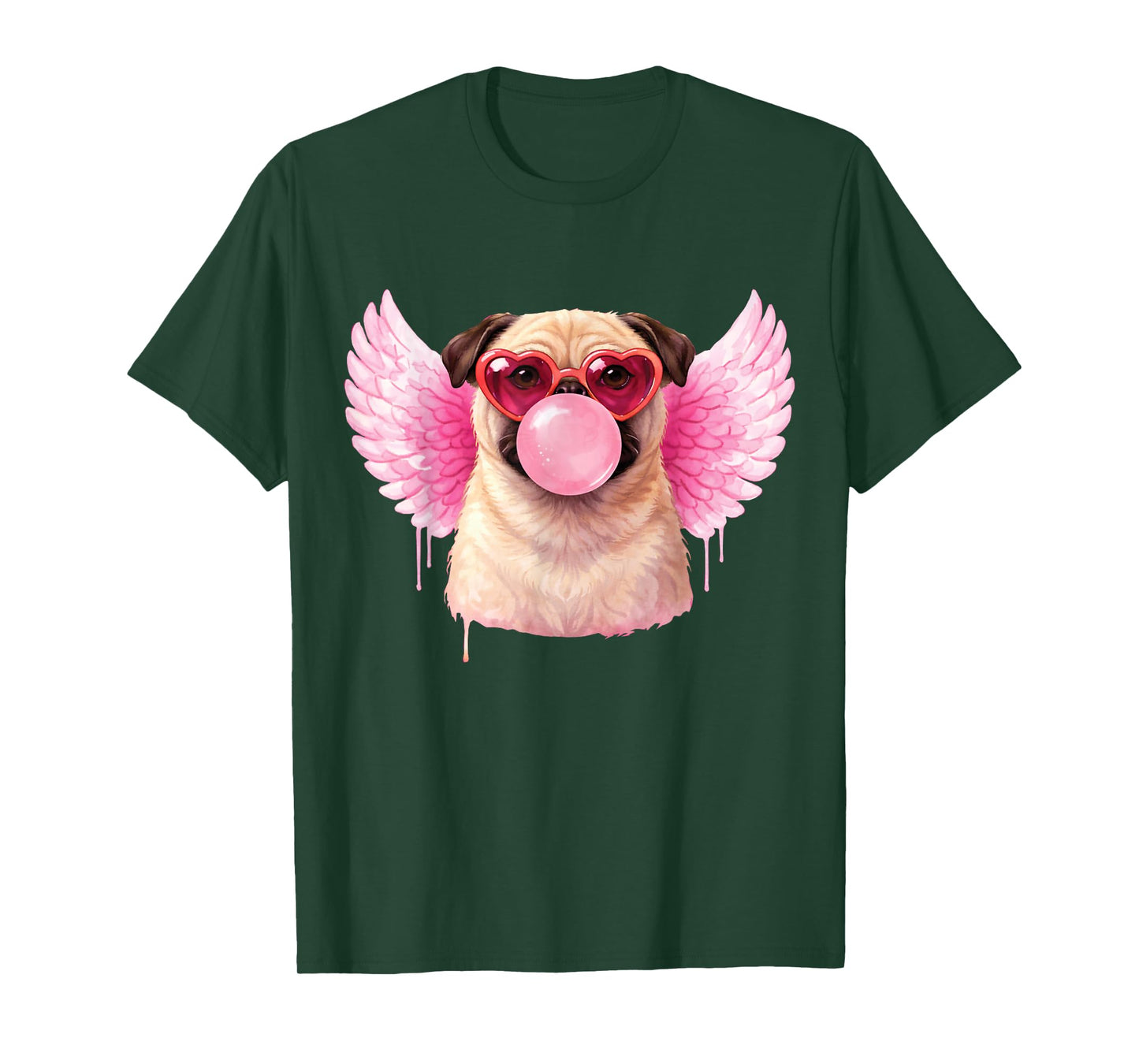 Retro Cupid Valentine Dog Valentines Love Hearts Cute Pug T-Shirt