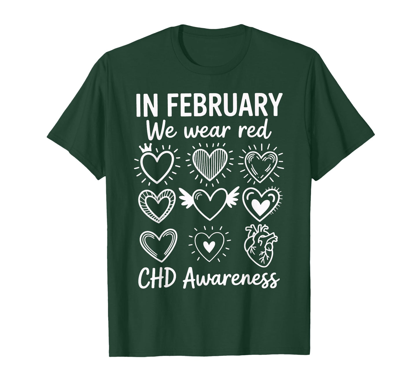 in February We Wear Red CHD Heart Ribbon Women Men Kids T-Shirt