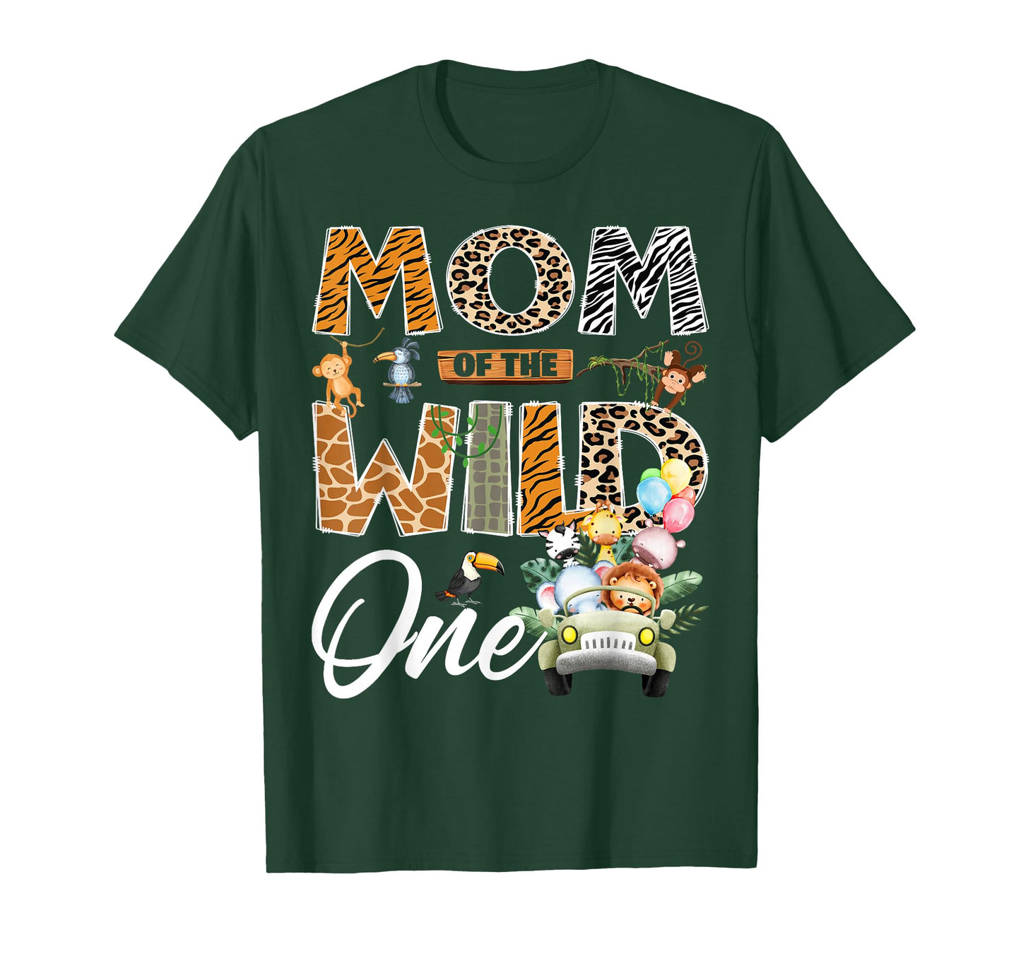 Mom of The Wild One 1st Birthday Boy Safari Jungle T-Shirt