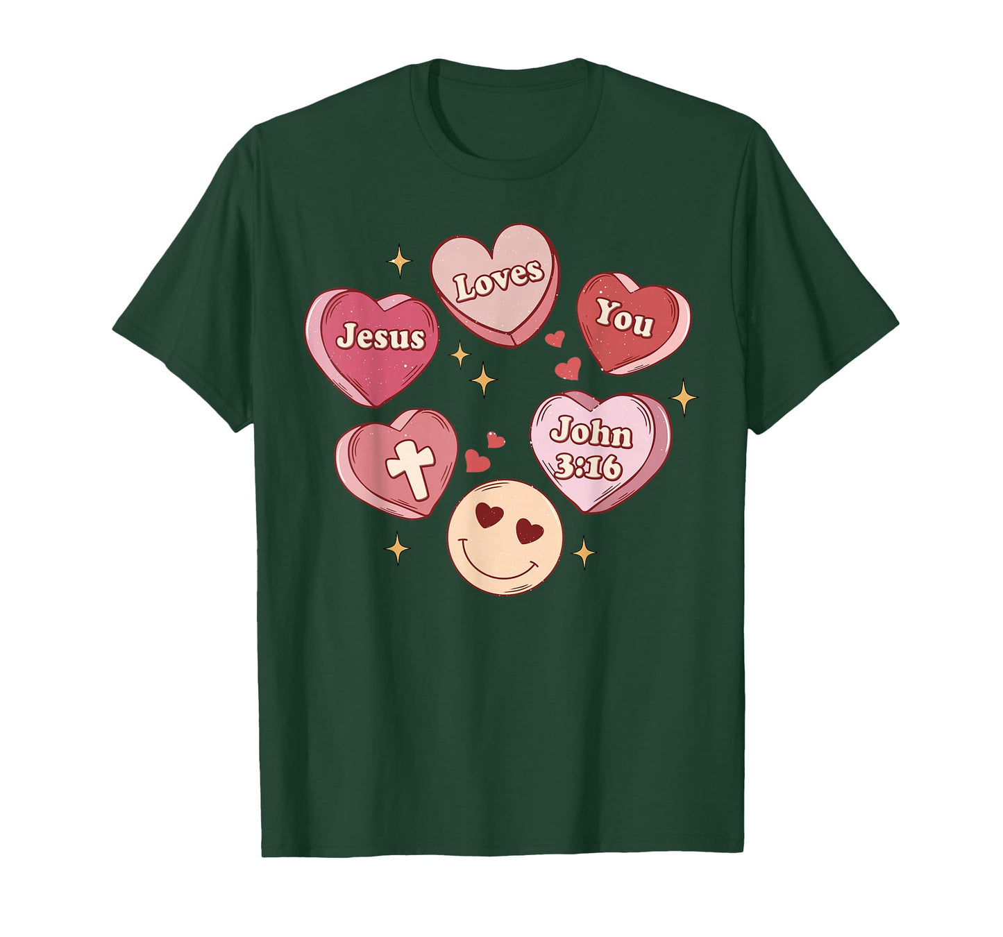 Jesus Loves You Groovy Christian Valentines Hearts T-Shirt