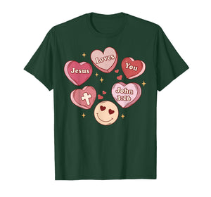 Jesus Loves You Groovy Christian Valentines Hearts T-Shirt