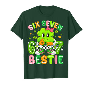 Six Seven Bestie Meme 67 St Patricks Day Shamrock Kids Girls T-Shirt